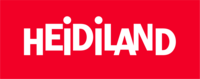 Heidiland Schriftzug in Weiß auf rotem Hintergrund